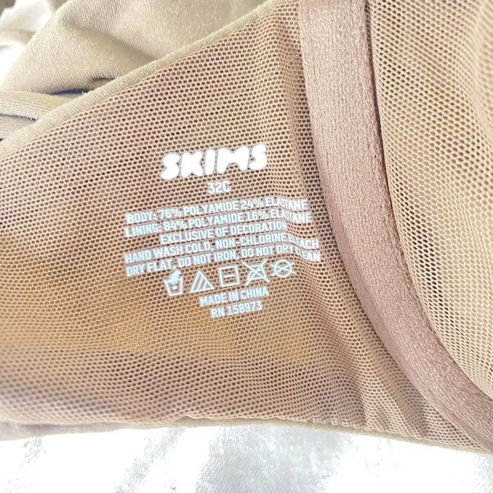 Skims Oxide Umber Weightless Demi Bra cotton mesh underwire 32 C NWT - Picture 4 of 6